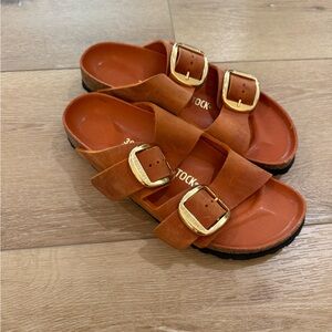 Birkenstock Orange Double Buckle Sandals NWOT